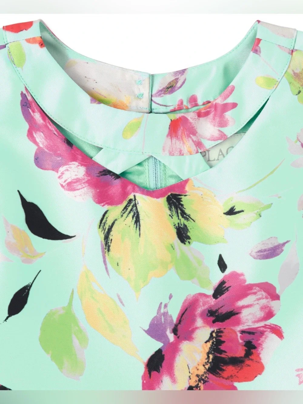 (A1) The Children's Place Girls‎ Sleeveless Floral Cut-Out Dress Mint Green 6X/7